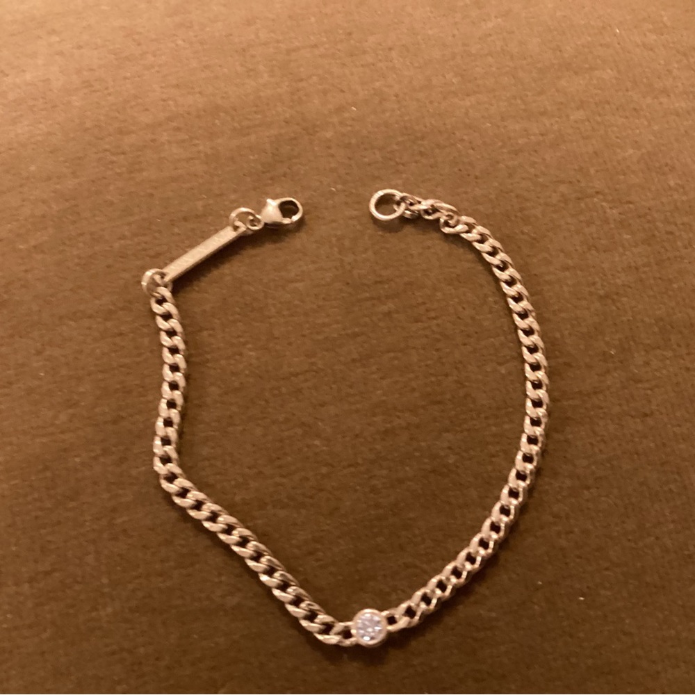 Zoe Chicco 14k gold small curb chain bracelet with floating diamond